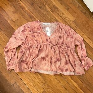Primark Pink Peplum Blouse Long Sleeve Relaxed